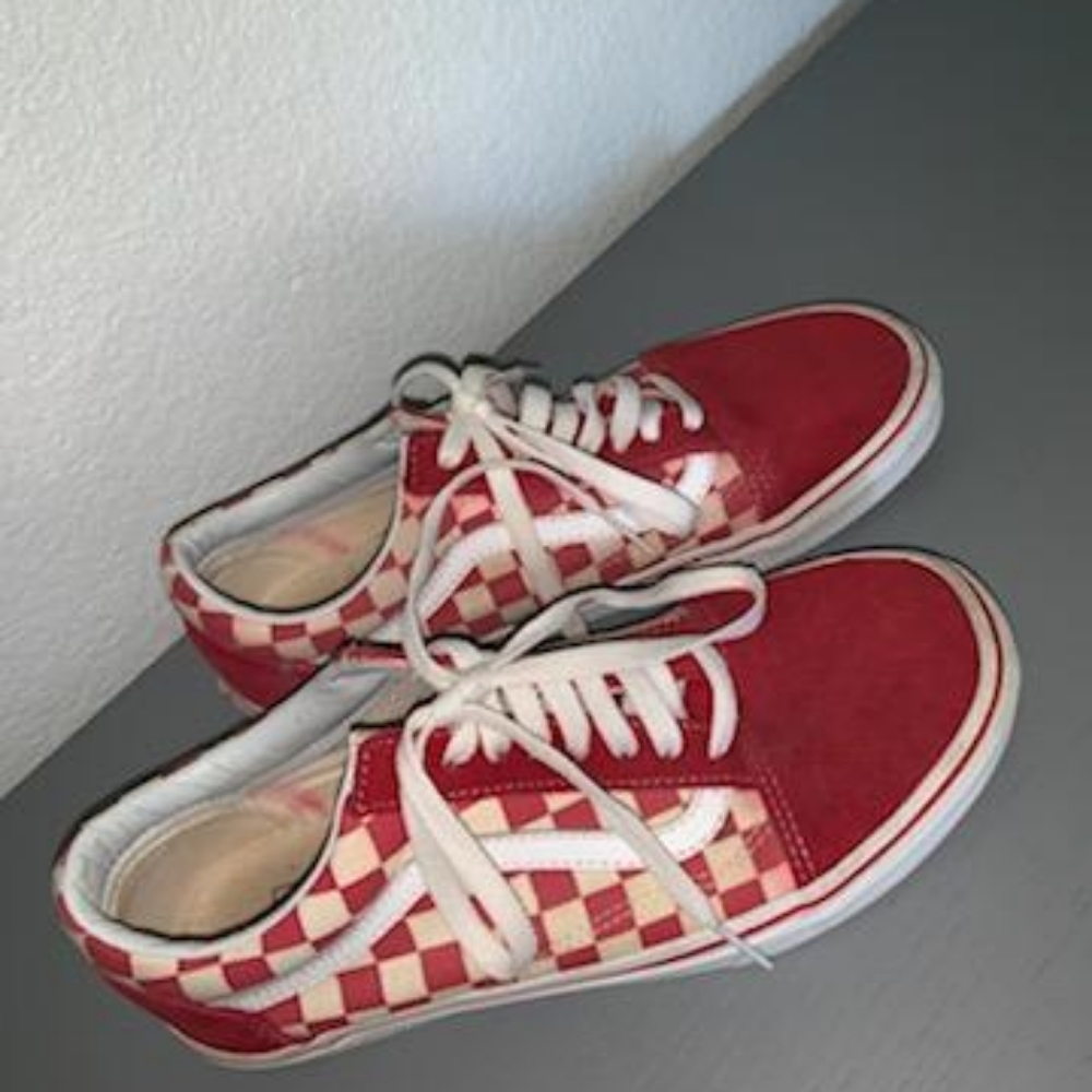 Mens Red Checkered off the wall shoes